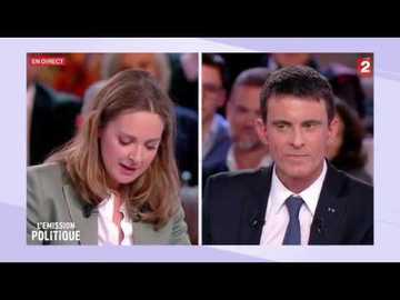 Charline Vanhoenacker offre une rose fanée à Manuel Valls - L'émission politique