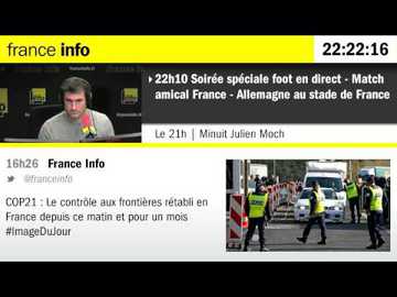 Attentats du 13 Novembre 2015 à Paris : l'intégralité de France Info entre 22h10 et minuit.